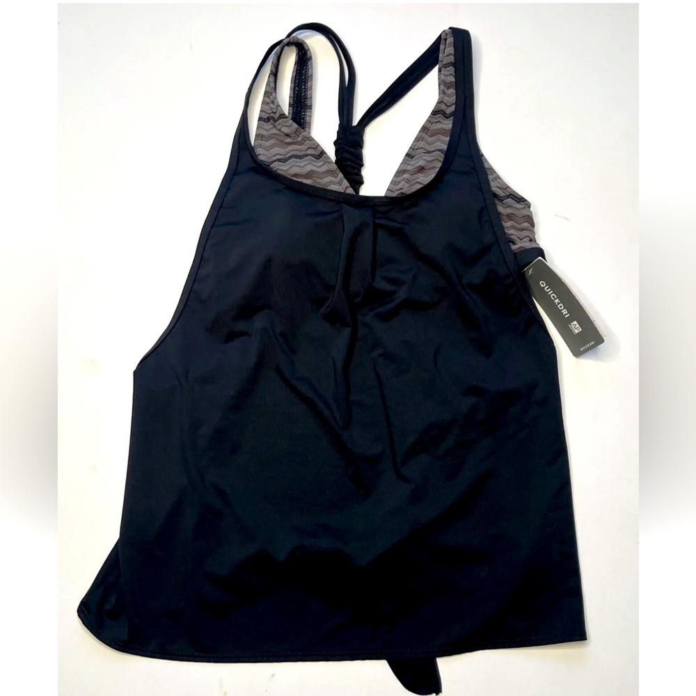 Athleta Black & Gray Top Sports Bra Yoga shirt